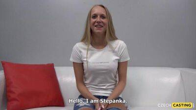 Casting of 20 yrs aged young blonde goes slippery - sunporno.com - Czech Republic