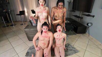 3 Naked Sluts And Myself Same Tame Exercise Gagging On Dildos Getting Faces Spat On Lipstick - hclips