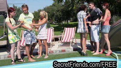 Kattie Gold & her SecretFriends get wet and wild in Pool Party Orgy 2 - sexu.com - Czech Republic