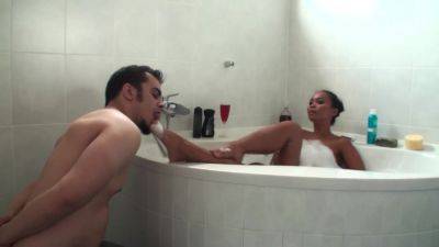 Ebony Babe Makes Him Lick Her Feet in The Bathtub by Foot Girls - hotmovs.com