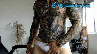 Colossal Black tattoo masturbating Part 2 doing a Cam Show - drtuber