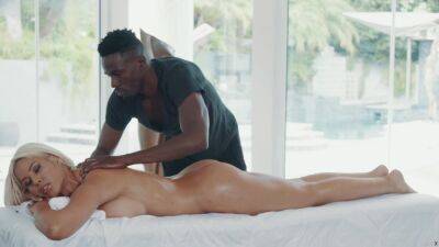 African masseur fucks his big tits bimbo client on the table - anysex.com