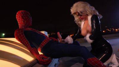Xander Corvus - Blonde cougar dazzles with her huge tits while doing Spider Man - xbabe.com