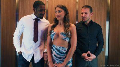 Isiah Maxwell - Elegant chick fucked in the elevator by two horny studs - xbabe.com