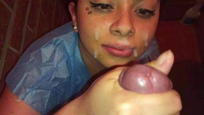 Latina girl being enthusiastic about blowjob and gets facial pov - anysex.com